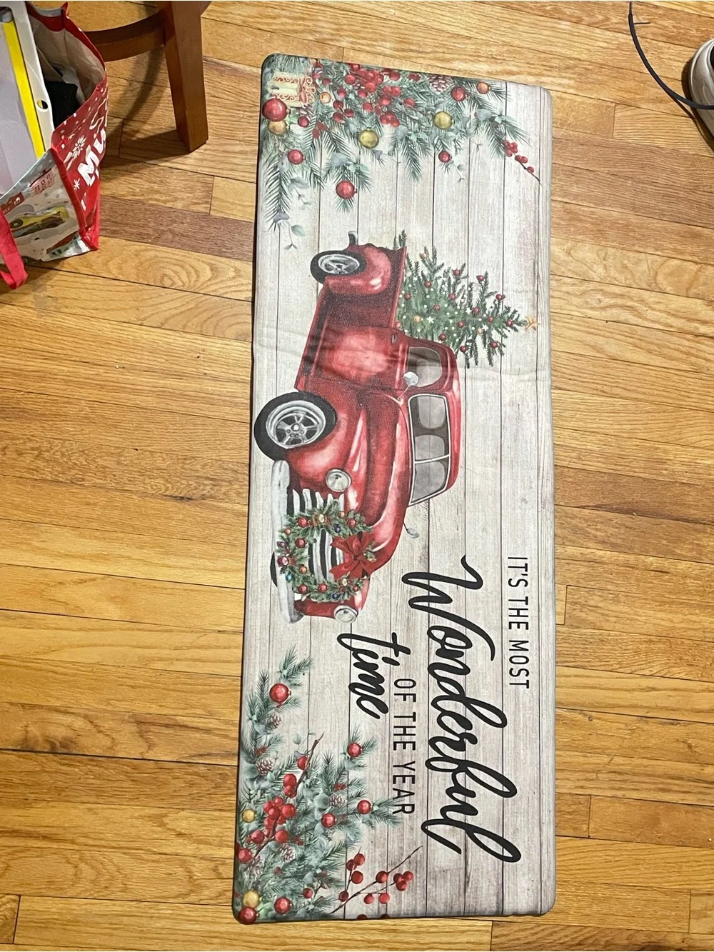 Holiday Red Truck Kitchen Runner set - Festive Home Holiday Mat